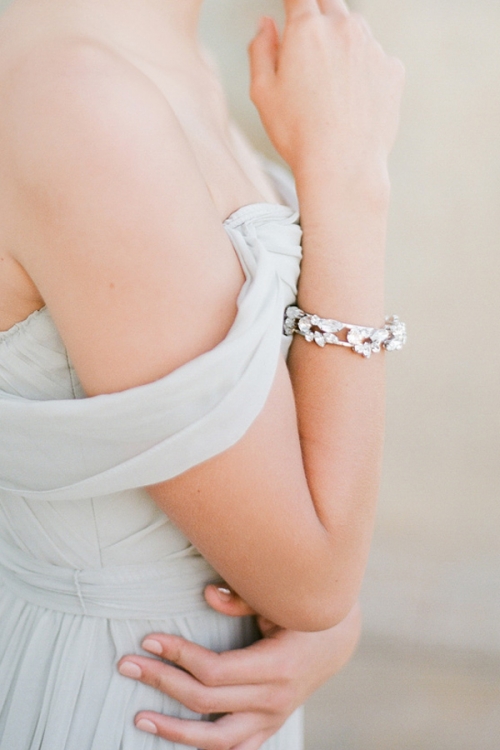Delicate Silver Crystals Bridal Bracelet by Bride La Boheme
