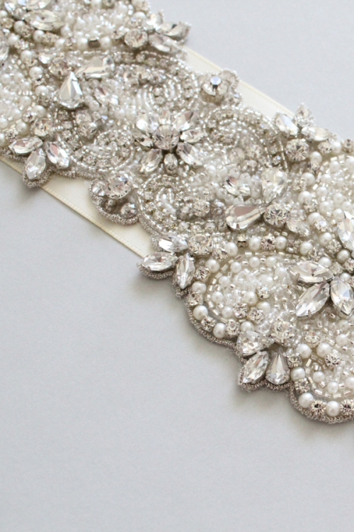 Crystal Bridal Sash -Style S1 Handcrafted by Bride La Boheme
