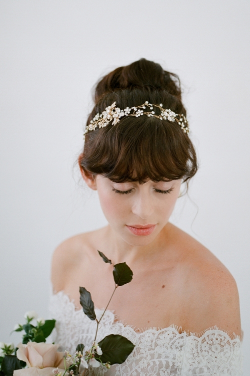 Julia Gold Bridal Halo - Hair Accessory by Bride La Boheme