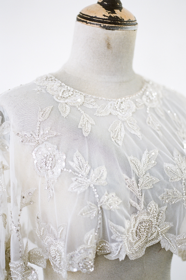 Embroidered Bridal Cape with Crystals - Style 003