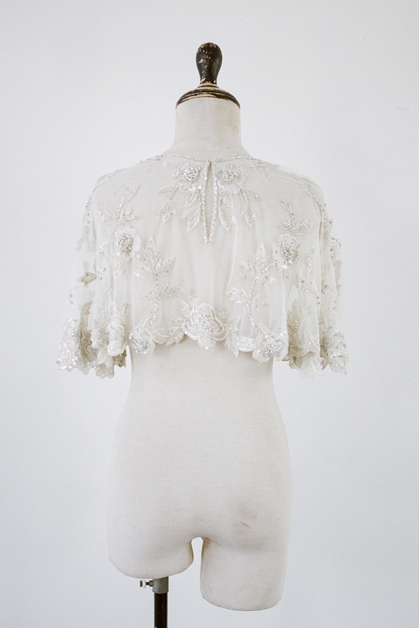 Embroidered Bridal Cape with Crystals - Style 003